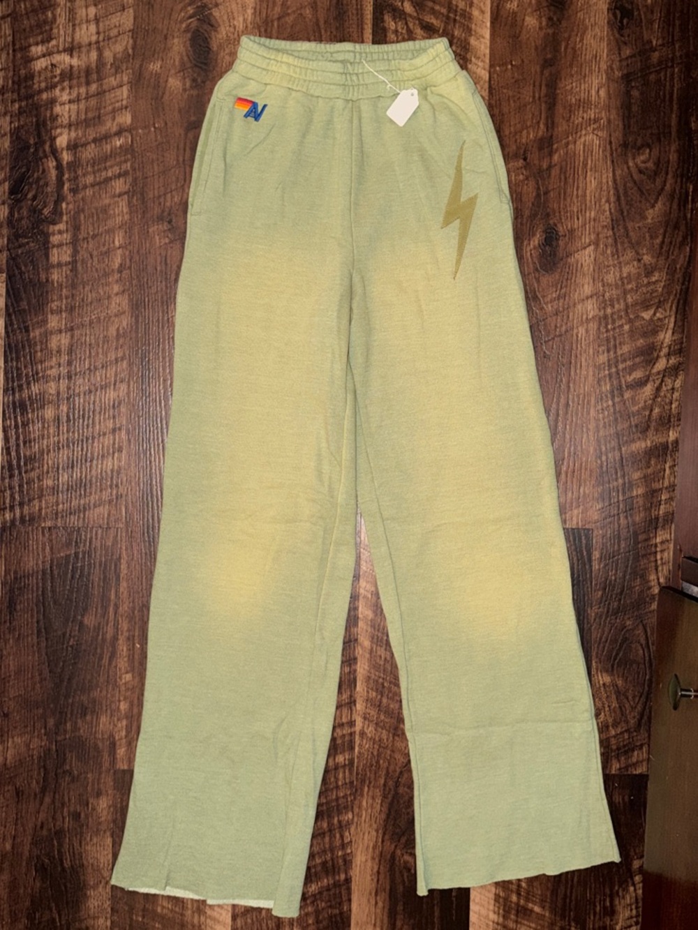 Aviator Nation Bolt Stitch Wide Leg Sweatpant in FD Army
